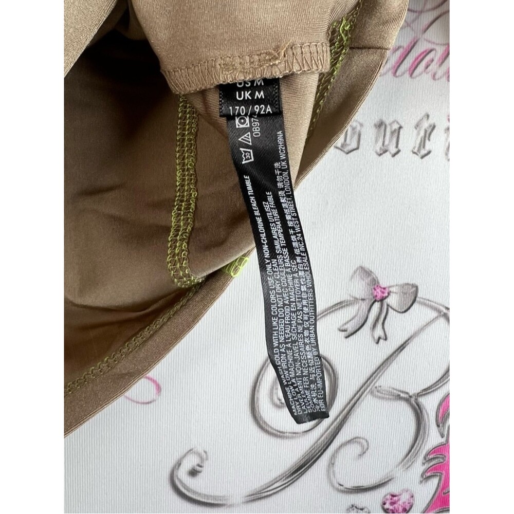 Urban Outfitters crop top Khaki Crop Tee with Neon Yellow Contrast Stitching - Picture 6 of 8